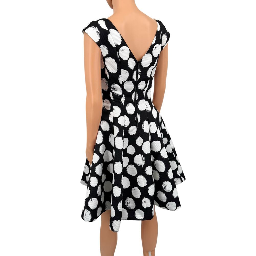 NWT Julia Jordan Black/White Polka Dot Fit & Flare Dress Double V-Neck Pockets 6 - Picture 9 of 16